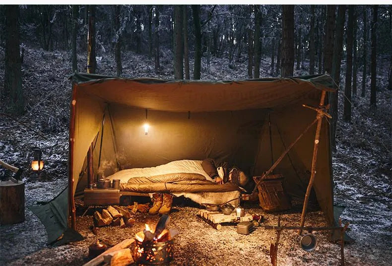 Tienda de campaña individual Cotton Ridge, color verde militar: ideal para acampar, hacer senderismo y sobrevivir al aire libre, con amplio espacio y ventilación por chimenea (5,8 kg)