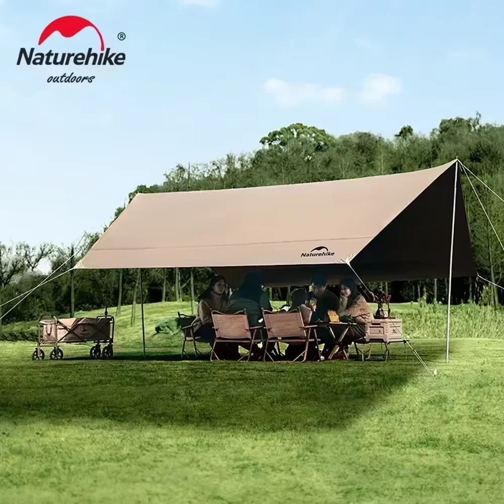 Naturehike Camping Sun Shelter Summer 10-12 Person Awning 17㎡ Sunshade Ourdoor Park Beach Tent Tarp Vinyl Coating Canopy Trekker Essentials