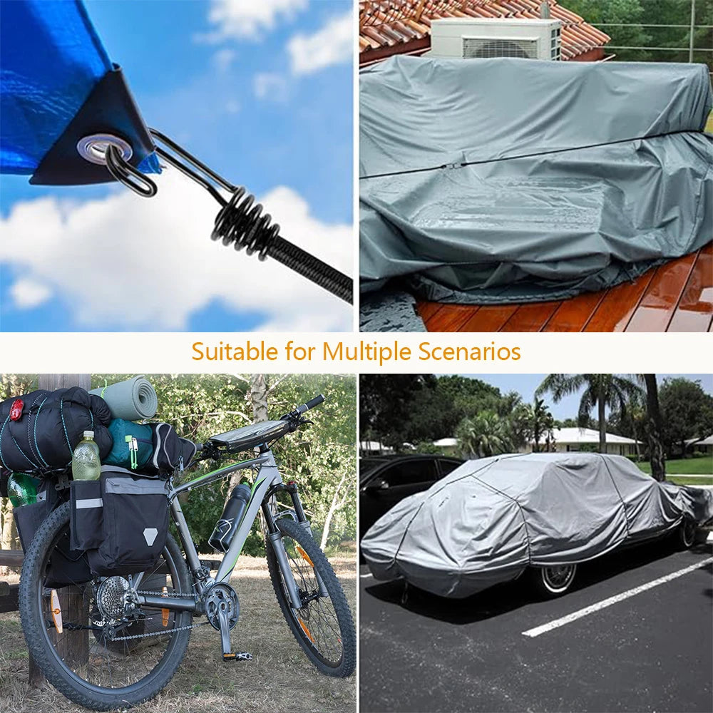 Elastic Bungee Cord Set (2/6/8 PCS) – Heavy Duty Latex Tie Down Straps for Camping, Bikes & Car Luggage Trekker Essentials