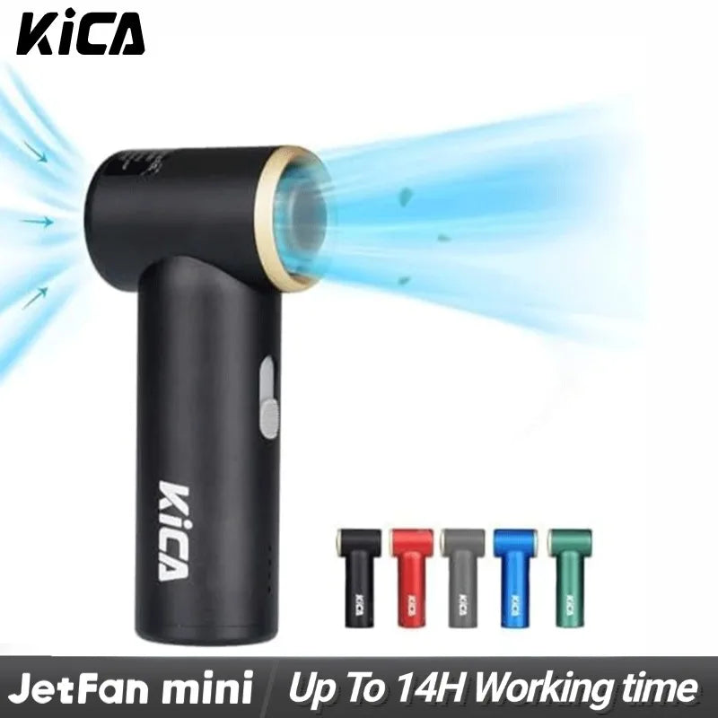 Kica JetFan mini Personal Handheld Fan 3000mAh, Metal Turbo Fan, Adjustable Speed, Outdoor/Travel/Camping, Up to 14H Work Time Trekker Essentials