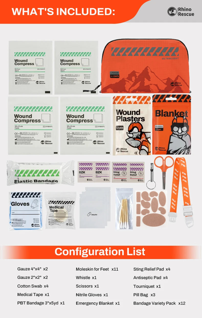 Outdoor First Aid Kit – Lightweight Waterproof Emergency Medical Kit for Travel, Hiking & Camping Trekker Essentials