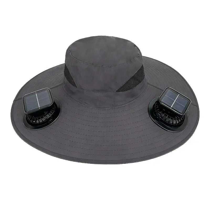 Large Size Quick Dry Bucket Hat With Solar Powered Fan USB Charging Sun Hat For Men Outdoor Hiking Camping Fishing Cooling Wear Trekker Essentials
