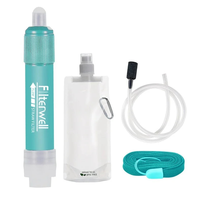 Portable Water Filter for Camping & Hiking – 0.01 Micron Backpacking Water Purifier with Squeeze Bag Trekker Essentials