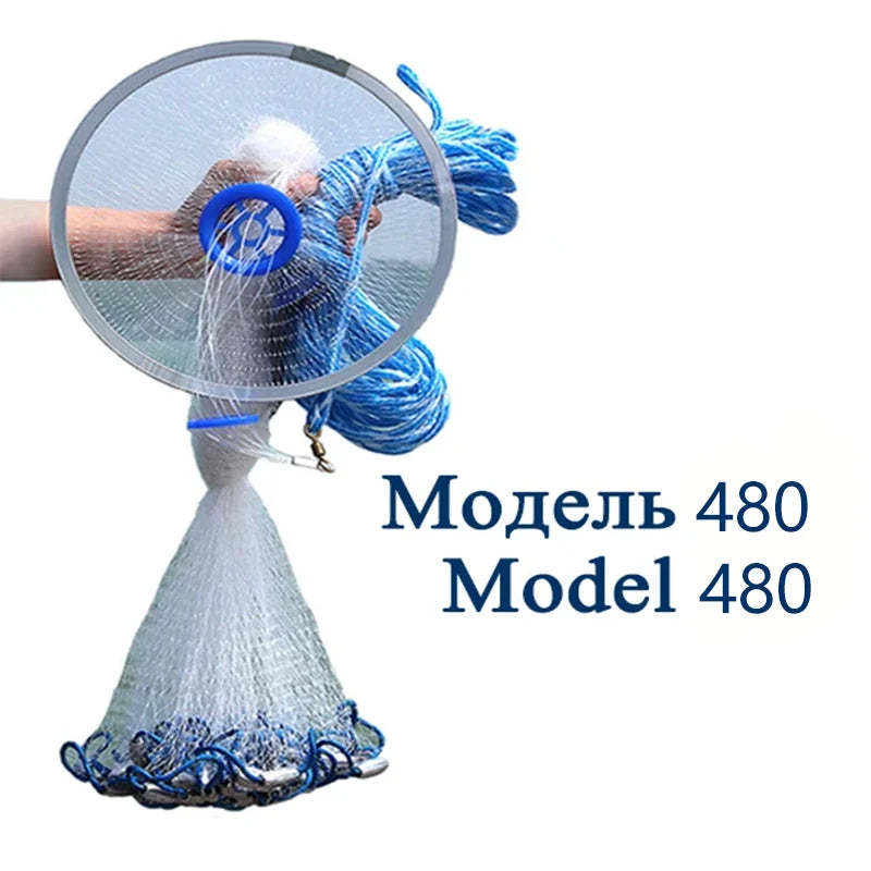 Lawaia Hand Cast Net Aluminum or Blue Plastic Ring Folding Network Steel Pendant Monofilament Nylon Fishing Line Fishnet Trekker Essentials