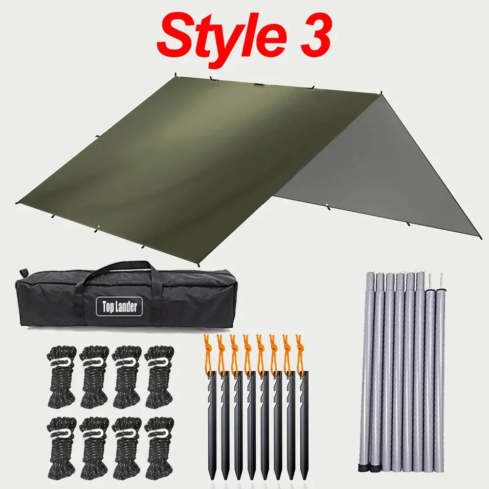 19 Hang Point Tarp Waterpoof Survival Bushcraft Sun Shelter Beach Shade Tent Outdoor Canopy Backpacking Tourist Awning 4x4 3x3m Trekker Essentials