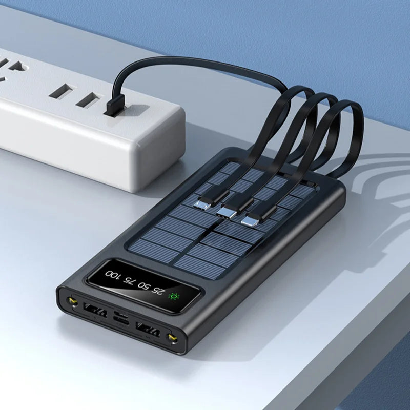 200000mAh Solar Power Bank – Ultra Capacity Portable Charger with Fast Charging, LED Light & Wireless Charging Trekker Essentials