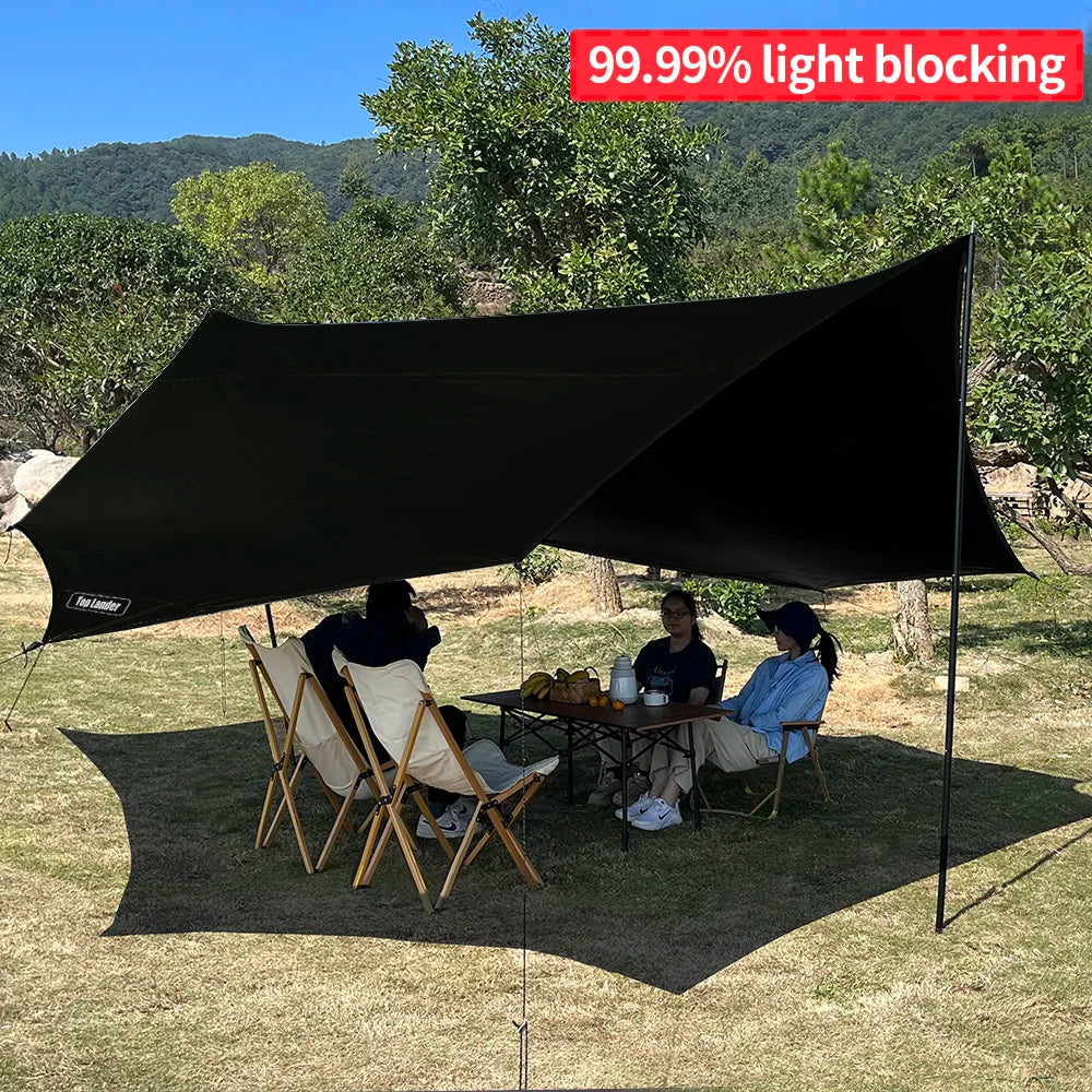 Large Waterproof Camping Tarp 5.1×5.1m – Black Coated Sun Shelter Canopy for Outdoor Camping & Shade Trekker Essentials