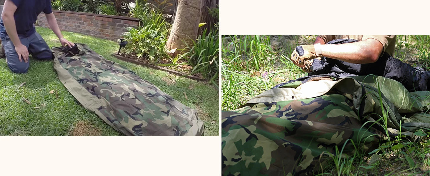 Tactical Bivy Cover Sleeping Bag – Waterproof Military Style Outdoor Sleeping Sack for Camping & Hiking Trekker Essentials