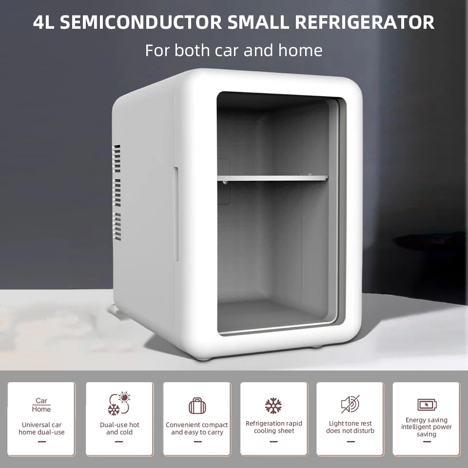 E-ACE 4L Car Refrigerator Mini Fridge Freezer Car & Home Use Portable Compressor Cooler Ice Box for Camping Summer Essential Trekker Essentials