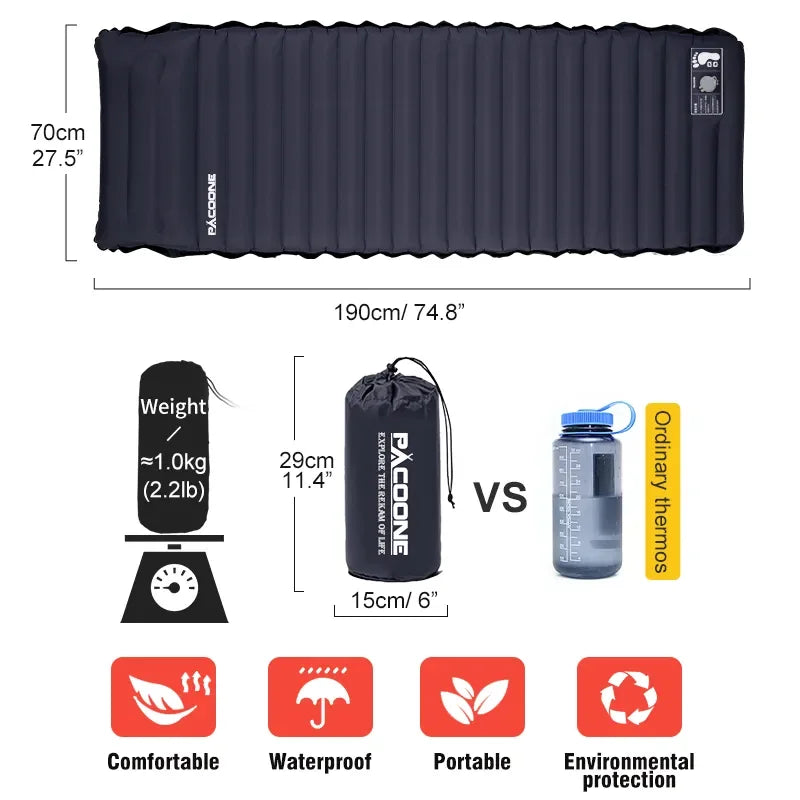 Outdoor Thicken Camping Mattress Ultralight Self-inflating Air Mattress Built-in Inflator Pump For Travel Hiking Fishing Trekker Essentials