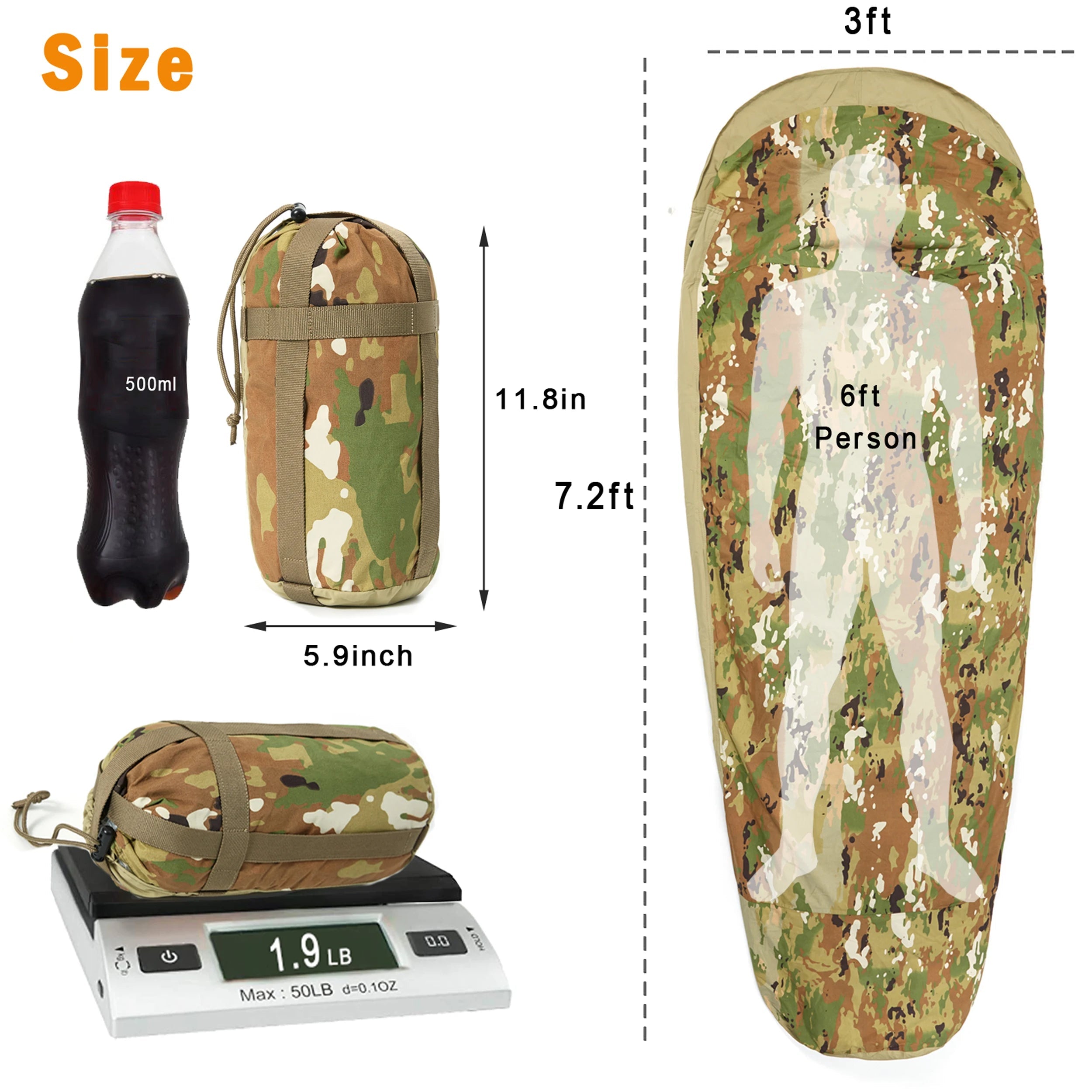 Tactical Bivy Cover Sleeping Bag – Waterproof Military Style Outdoor Sleeping Sack for Camping & Hiking Trekker Essentials