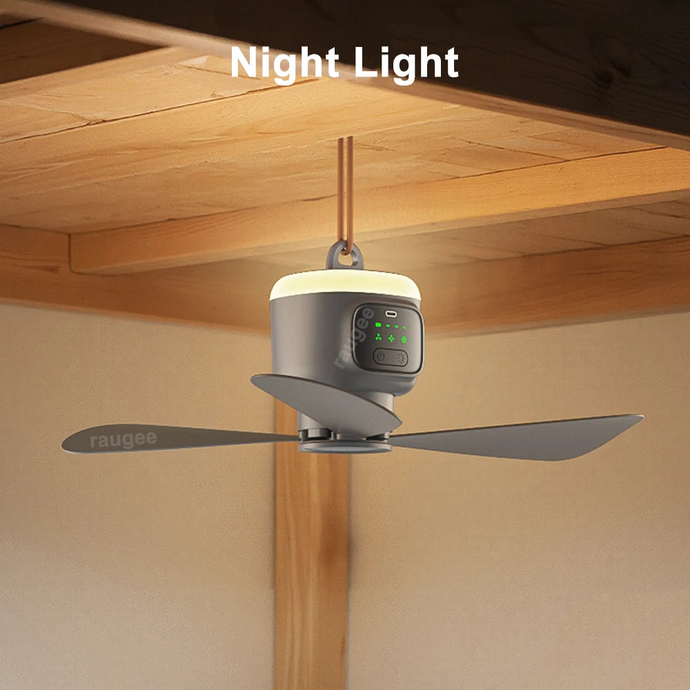 12000mAh Ceiling Fans Portable Camping Fan Tent Air Circulator Cooler Outdoor Rechargeable Electric Fan LED Light Remote Control Trekker Essentials