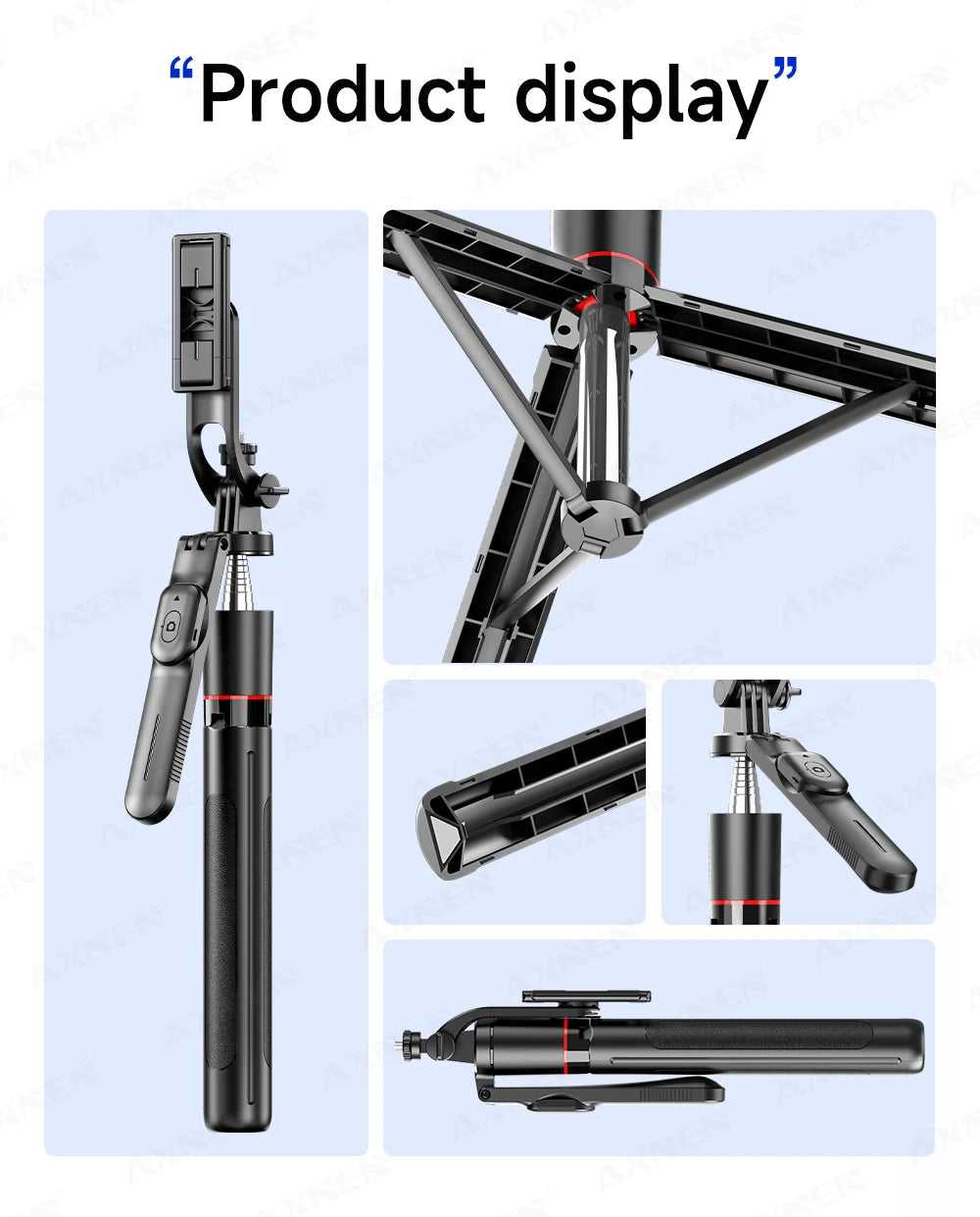 F16 Selfie Stick Tripod with 1708mm Long 8-Section Pole, Bluetooth Remote, 360° Rotation, 1/4 Interface, for Phone Camera Vlog Trekker Essentials