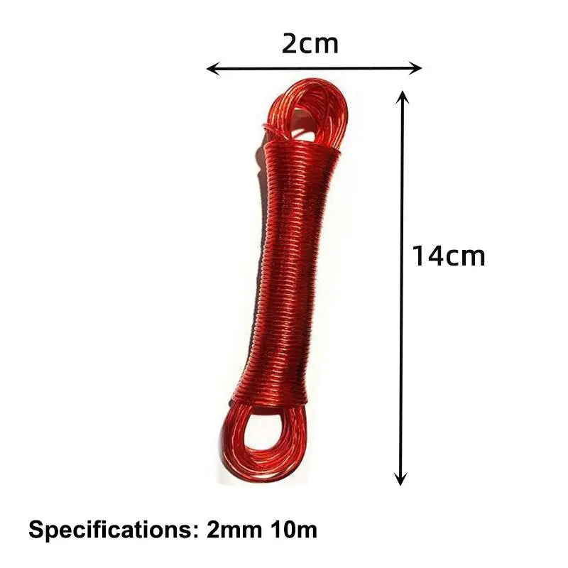 10/20/30/50M PVC Coating Steel Clothesline Outdoor Portable Clothesline Garden Camping Travel Clothes Drying Rope Trekker Essentials