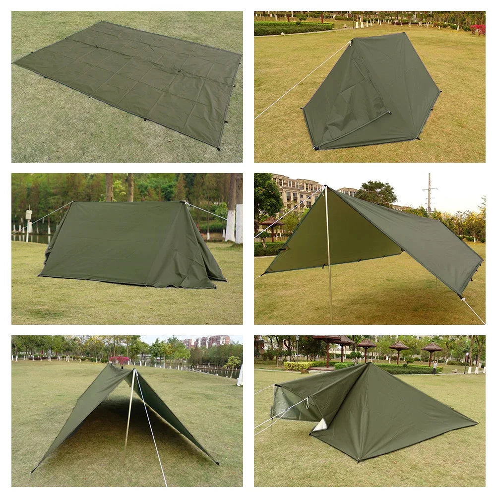 19 Hang Point Tarp Waterpoof Survival Bushcraft Sun Shelter Beach Shade Tent Outdoor Canopy Backpacking Tourist Awning 4x4 3x3m Trekker Essentials