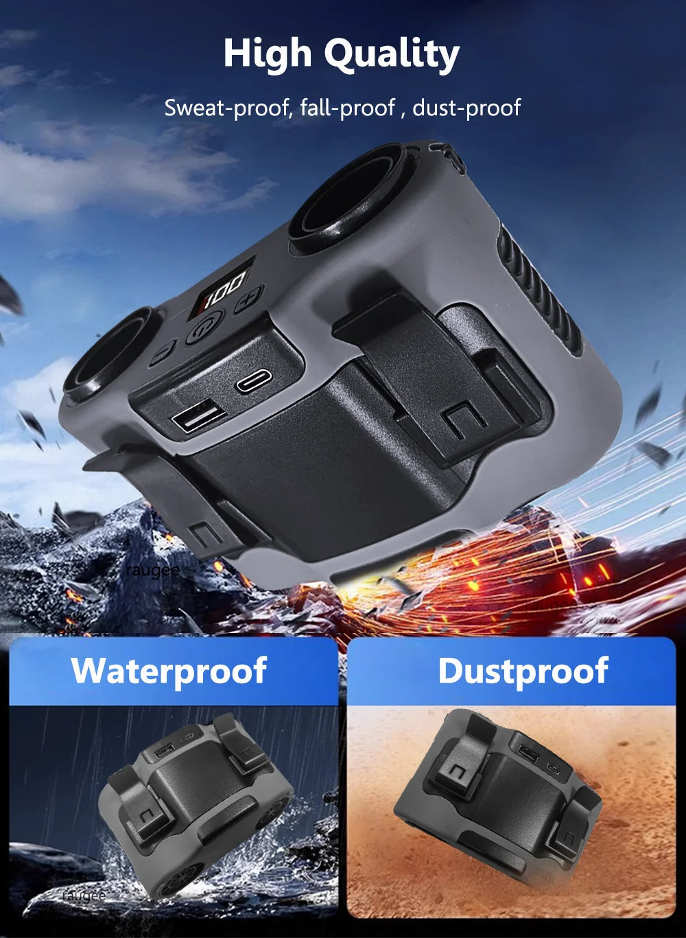 Portable Waist Clip Fan Wearable Mini USB Rechargeable Hanging Fan For Outdoor Working Double Air Outlet Waist Fan 20000Mah Trekker Essentials