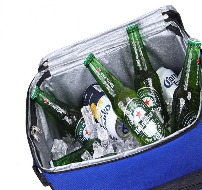 Cooler with Wheels and Handle Removable Wheels Insulated Portable Rolling Cooler Bag for Camping Hiking BBQ Summer Beach Travel