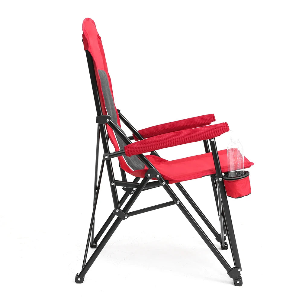 Outdoor Camping Chair, Portable Folding Lounge Moon Chair With Armrests, Drink Holder & Backrest For Outdoor Fishing Camping Trekker Essentials