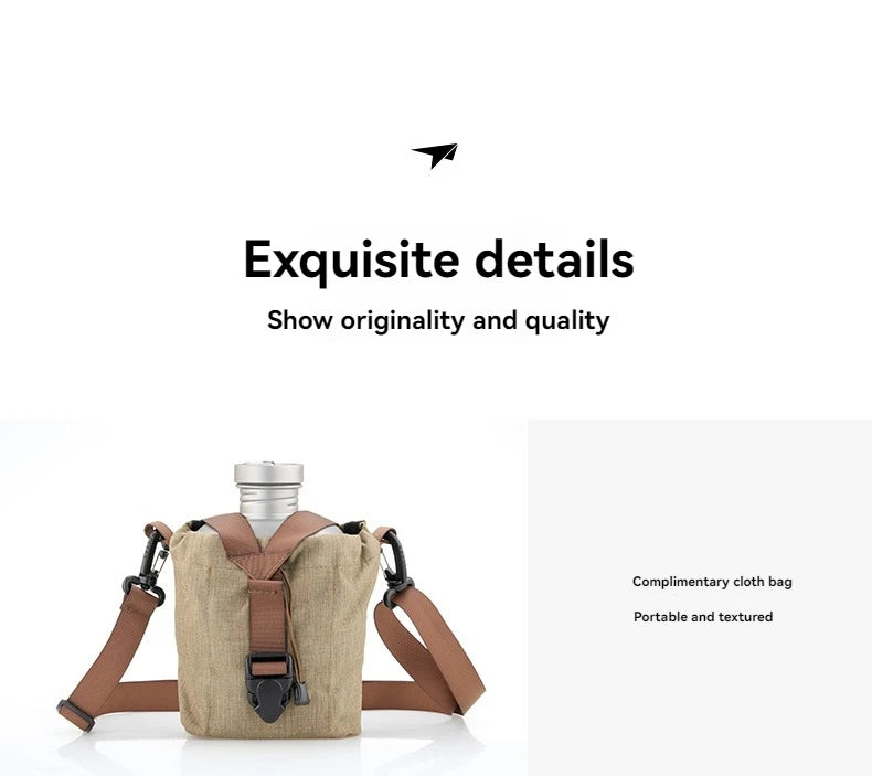 Keith Ti3060 Pure Titanium Canteen Mess Kit – Ultralight Camping Water Bottle & Cup Set with Carrying Pouch