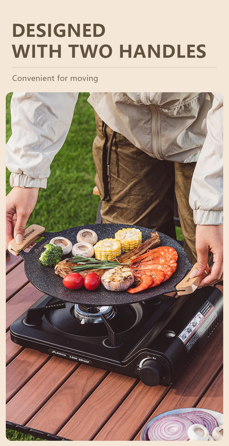 30CM Non-Stick BBQ Grill Pan – Portable Outdoor Camping Grill Plate for Stovetop & Barbecue Cooking Trekker Essentials