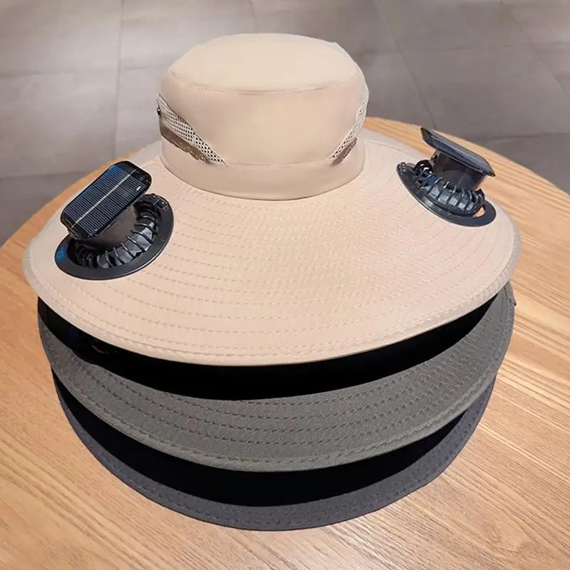 Large Size Quick Dry Bucket Hat With Solar Powered Fan USB Charging Sun Hat For Men Outdoor Hiking Camping Fishing Cooling Wear Trekker Essentials