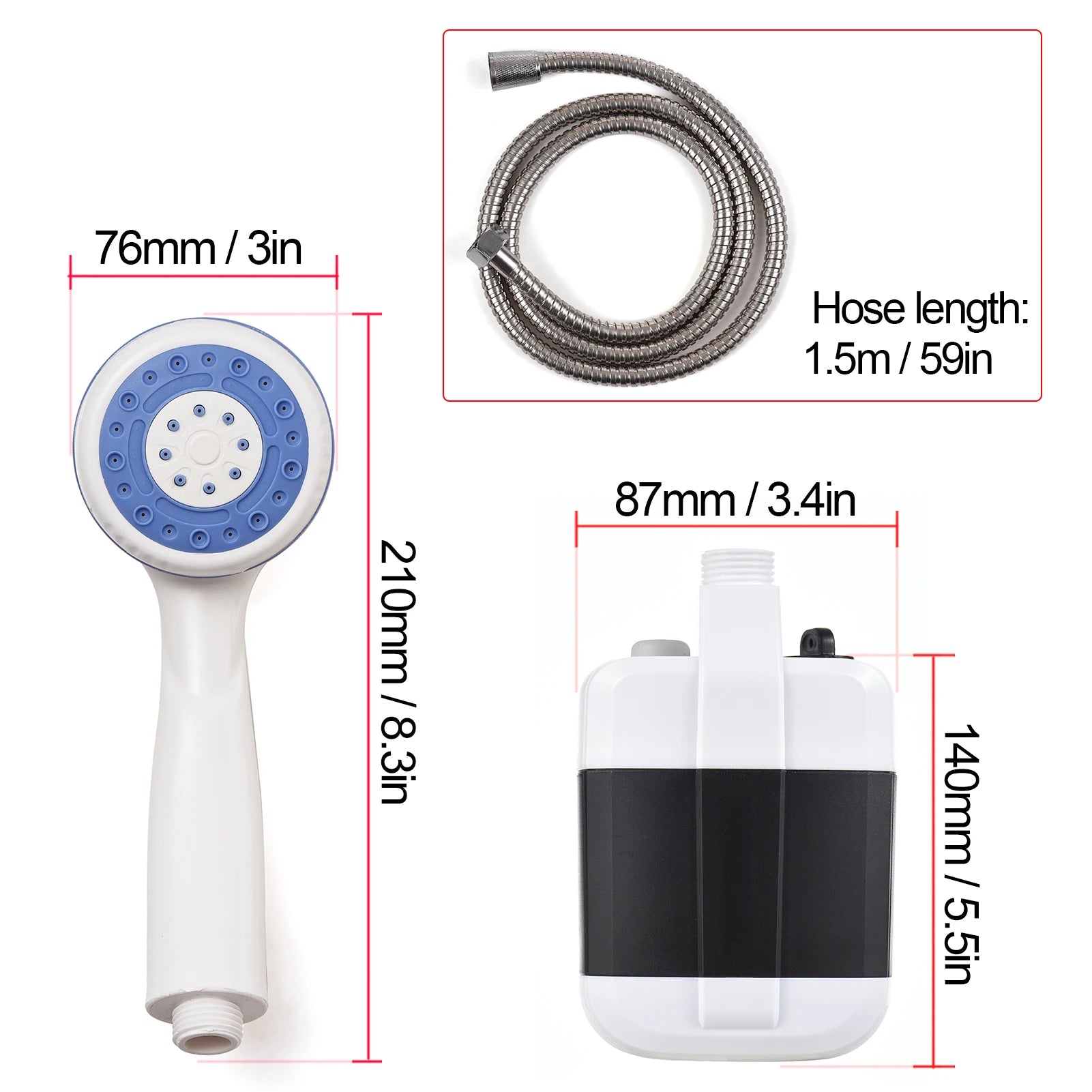 Portable Camping Shower – USB Rechargeable Outdoor Electric Shower Pump for Camping, Car Washing & Pet Cleaning