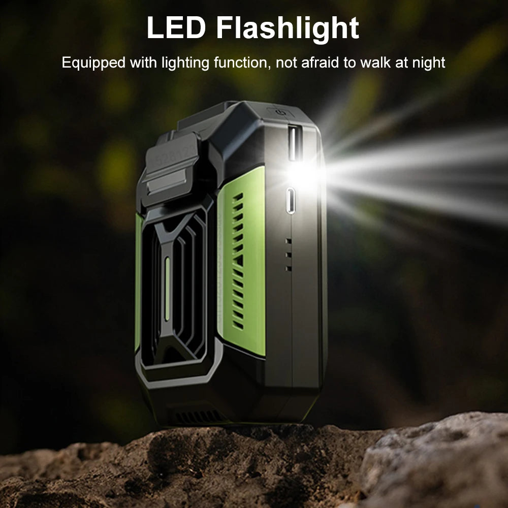 Ventilador portátil con clip para la cintura | Ventilador colgante recargable por USB para exteriores, camping, correr y deportes