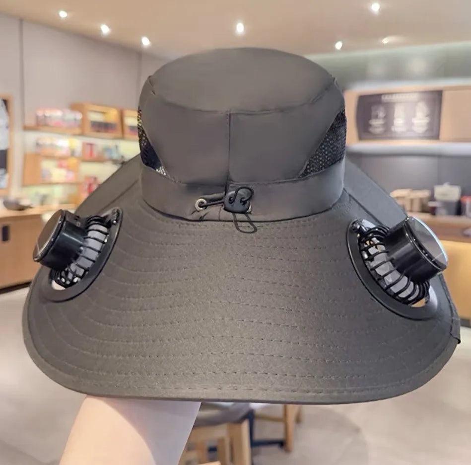 Solar Powered Sun Hat Cooling Fan UV Protection Outdoor Hiking Fishing Camping Summer Travel Bucket Hat Sun Protection Hat Trekker Essentials