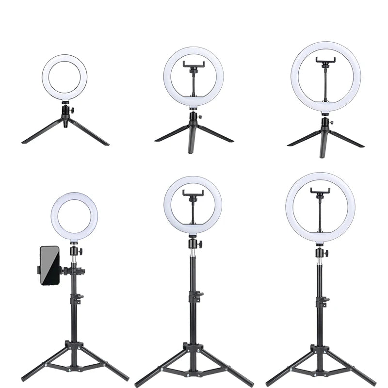 6-14" Professional Ring Light Kit with Tripod – Bi-Color 3200K-5600K LED, USB Powered for Live Streaming, Makeup, TikTok Videos