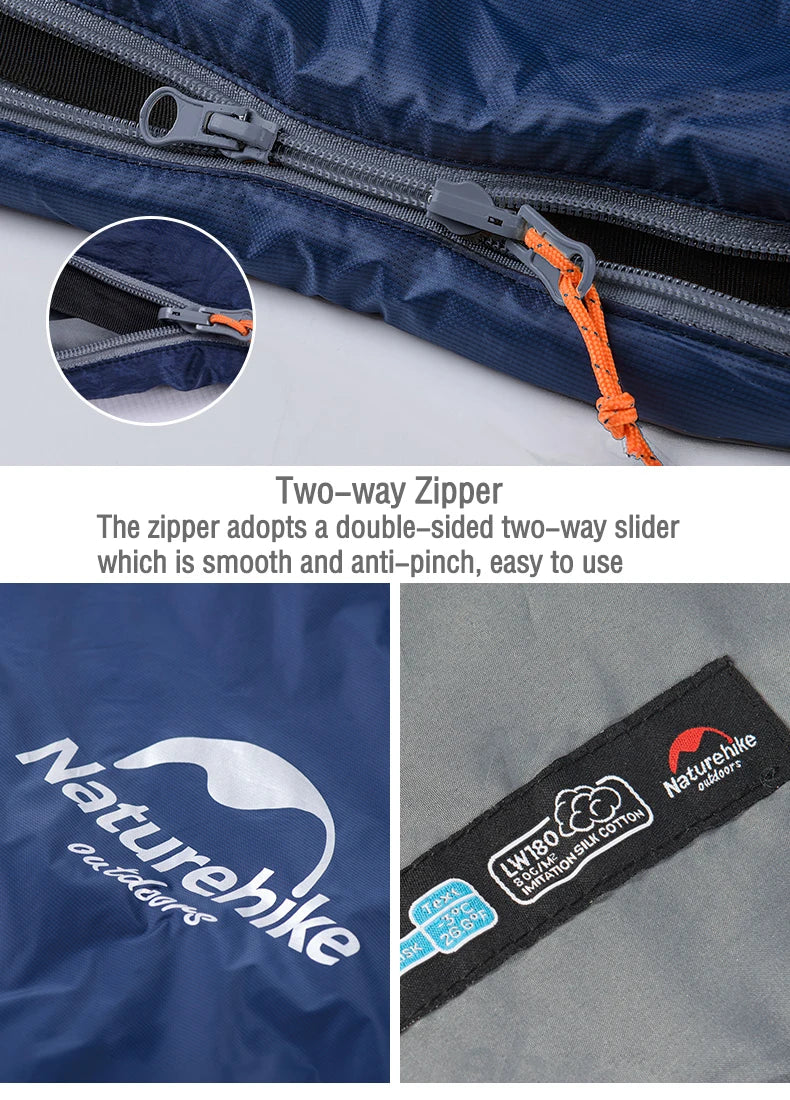 Naturehike lw180 Sleeping Bag Ultralight Cotton Sleeping Bag Spring Summer Sleeping Bag Outdoor Hiking Camping Sleeping Bag Trekker Essentials