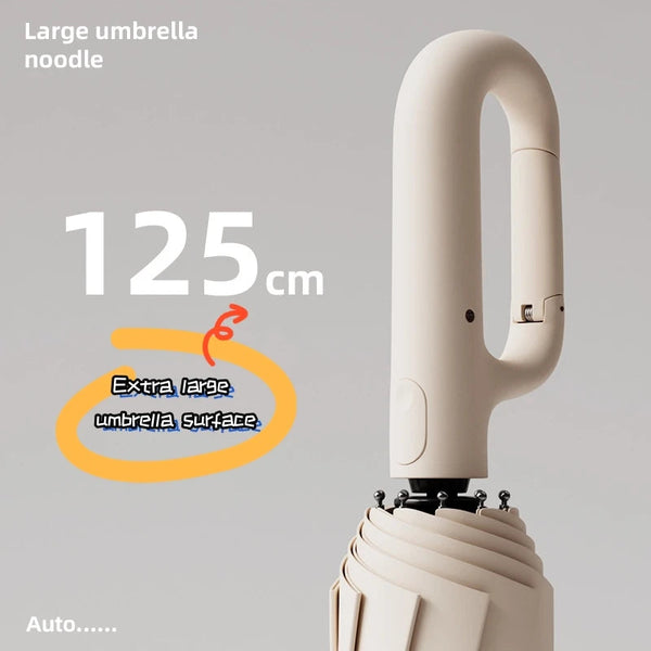 Extra Large Auto-Open UV & Rain Umbrella – 10-Bone Ring-Buckle Folding Trekker Essentials