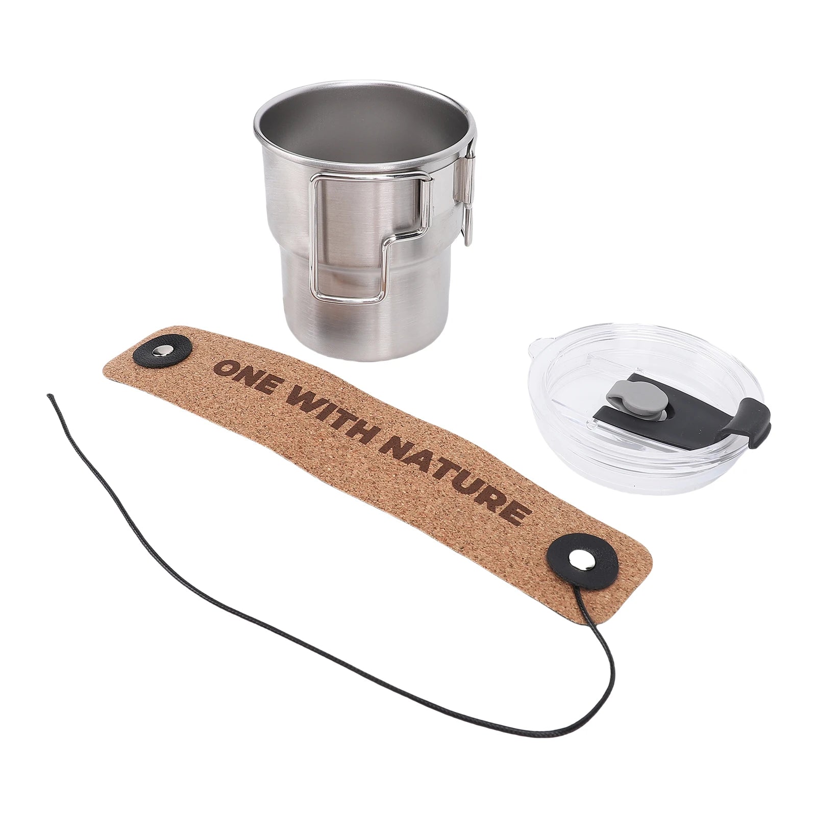 300ml Insulated Stainless Steel Camping Mug with Foldable Handle