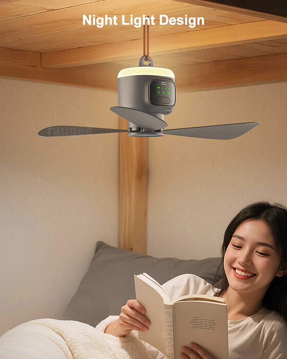 12000mAh Ceiling Fans Portable Camping Fan Tent Air Circulator Cooler Outdoor Rechargeable Electric Fan LED Light Remote Control Trekker Essentials