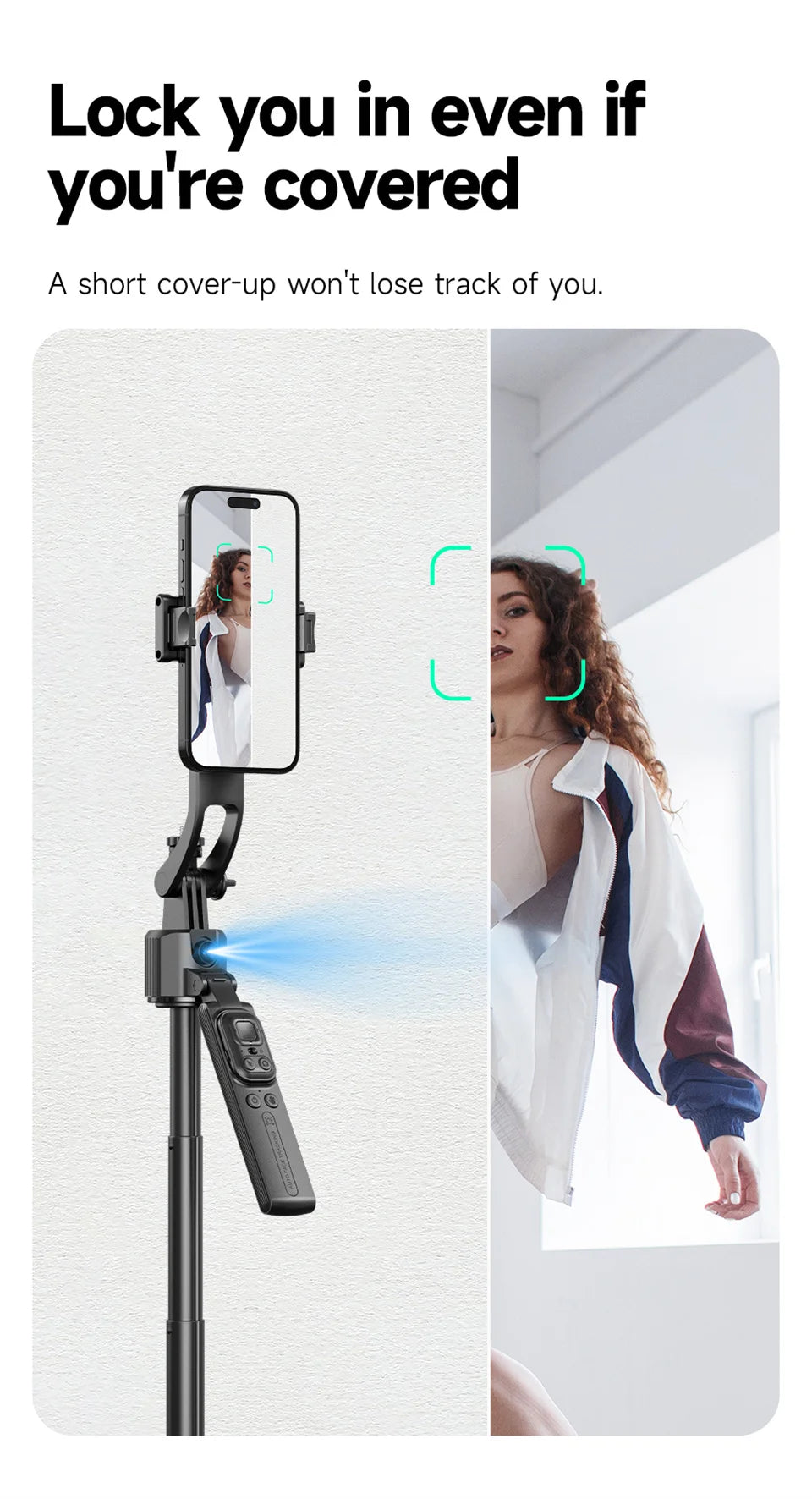 AI Tracking Selfie Stick - 360° Auto-Follow Tripod with Bluetooth Remote