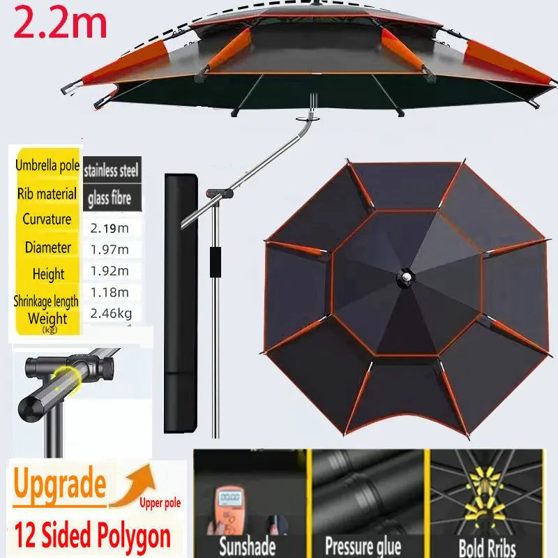 Fishing Umbrella Outdoor Sunshade Protector Thickened Version Beach Camping Backyard Large Parasol Waterproof Outdoor Umbrella Trekker Essentials