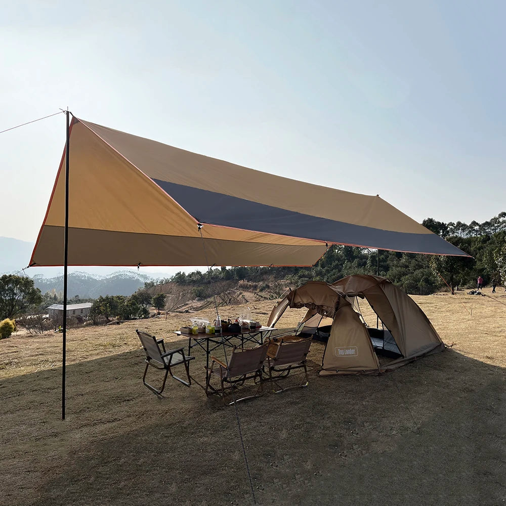 Top Lander Large Camping Waterproof Tarp Oxford 4X6 Outdoor Canopy Sun Shelter Tent Tourist Awning Shade for Multiple People Trekker Essentials