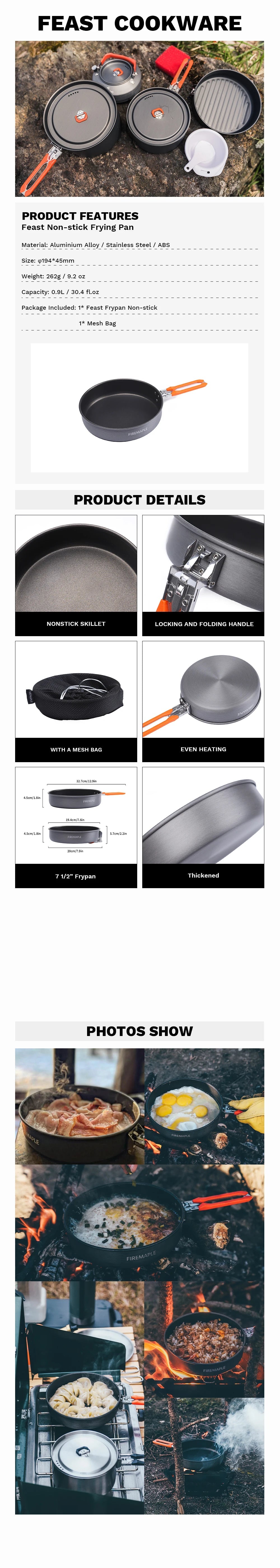 Non-Stick Camping Frying Pan 0.9L – Lightweight Outdoor Skillet for Hiking, Backpacking & Camping Trekker Essentials