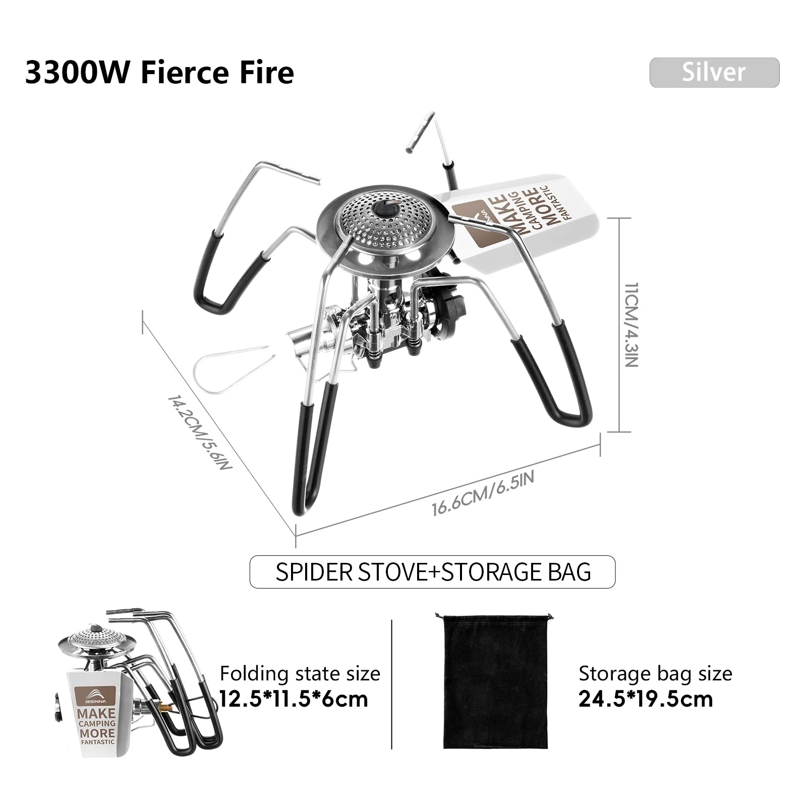 3300W Portable Folding Spider Camping Stove with Piezo Ignition
