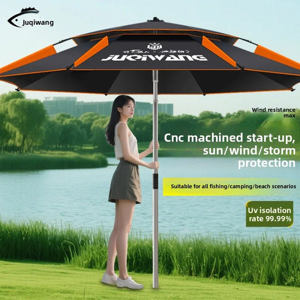 Outdoor Fishing Umbrella 360 Degree Rotatable Sunshade Camping UV Resistant Thickened Waterproof Walking Stick Umbrella Trekker Essentials
