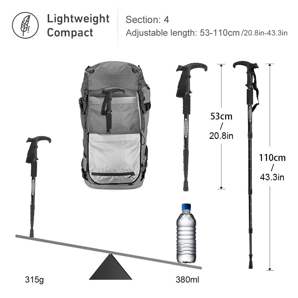4-Section Telescopic Trekking Pole, Lightweight Folding Walking Stick for Hiking & Climbing