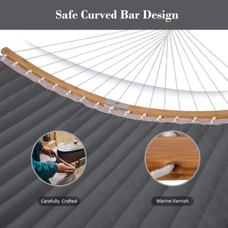 Double Hammock with Stand – Curved Bar Prevents Flipping