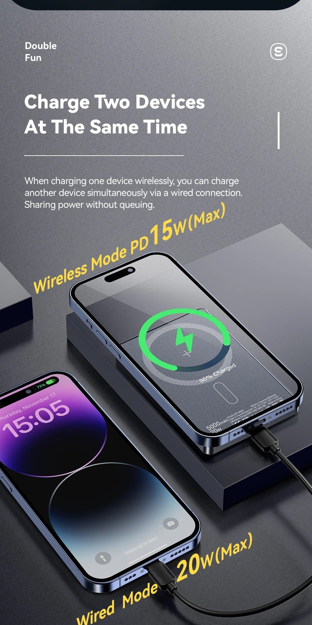 Magnetic Wireless Power Bank 5000mAh – Ultra Slim 20W Fast Charging Portable Charger for iPhone & Smartphones Trekker Essentials