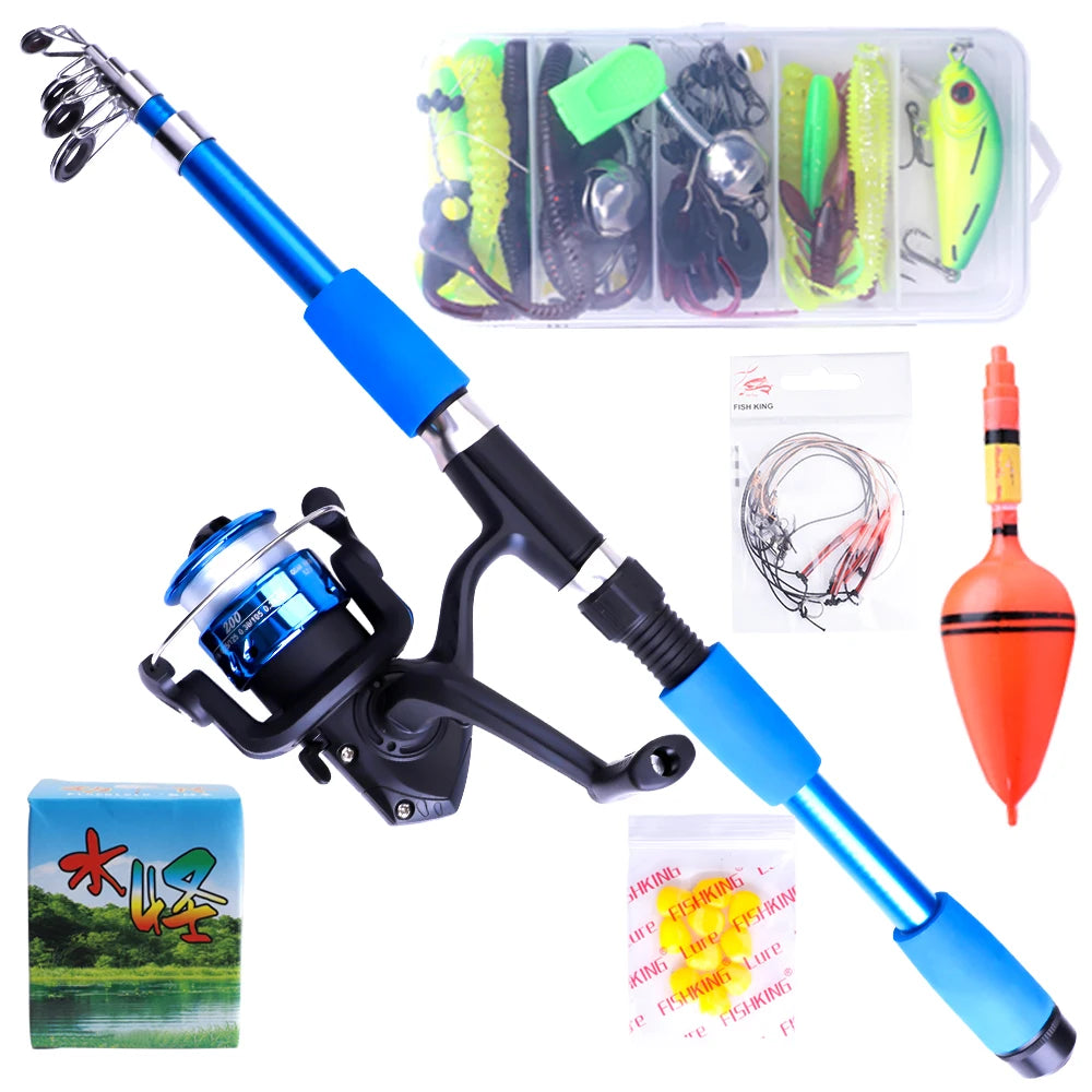 FTK Telescopic Fishing Rod & Reel Combo - 1.8/2.1m Carbon Fiber Pole with Full Kit