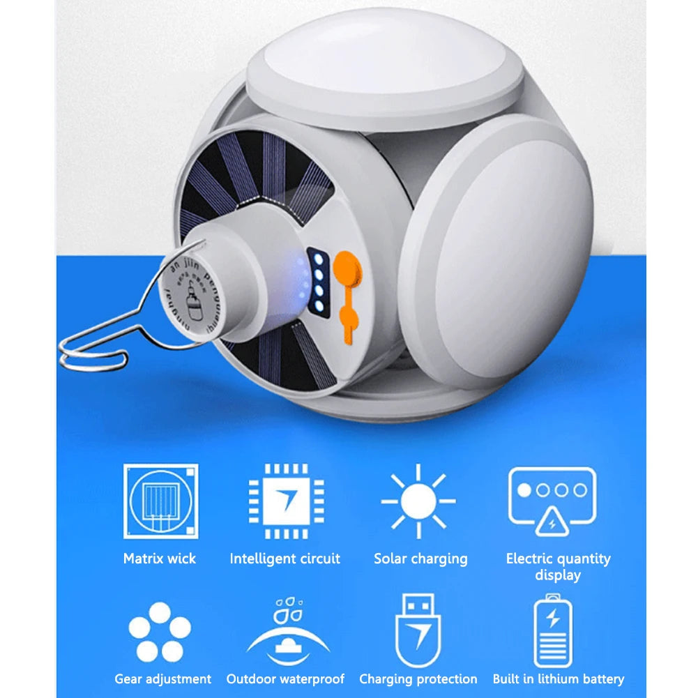 Solar LED Camping Light Bulb – 500LM Rechargeable Portable Lantern with USB Charging & 5 Lighting Modes Trekker Essentials