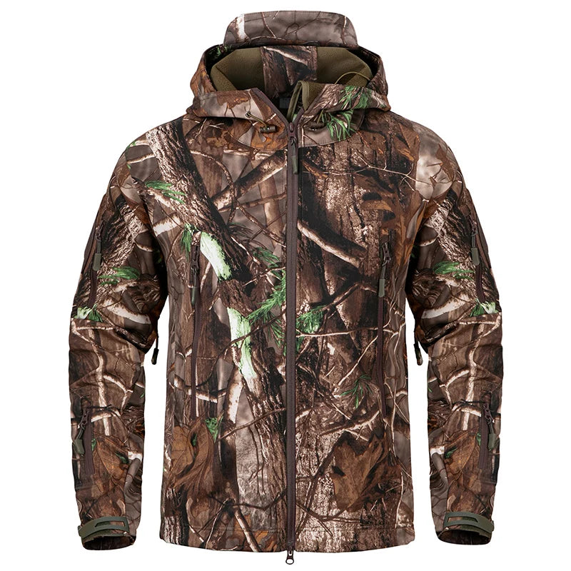 Men’s Camouflage Tactical Jacket – Waterproof Soft Shell Hunting Jacket with Fleece Lining for Outdoor & Winter Use Trekker Essentials