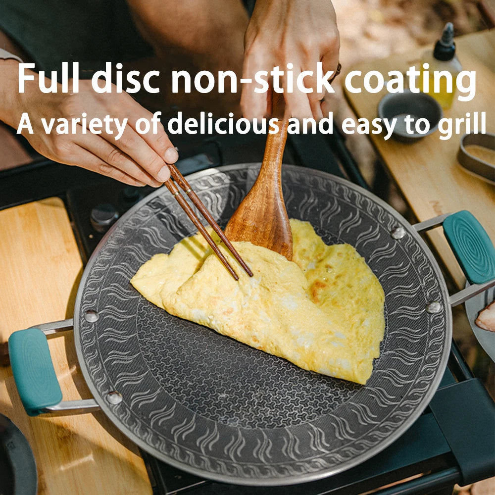 Stainless Steel Camping Grill Pan – Non-Stick Honeycomb BBQ Cookware for Outdoor Camping & Barbecue Trekker Essentials