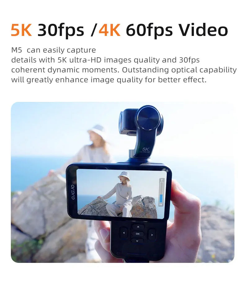 ORDRO M5 Action Camera 4k Handheld Pocket Digital Camcorder 3-axis Gimbal Stabilization IR Night Vision Vlog Videos Camara Trekker Essentials