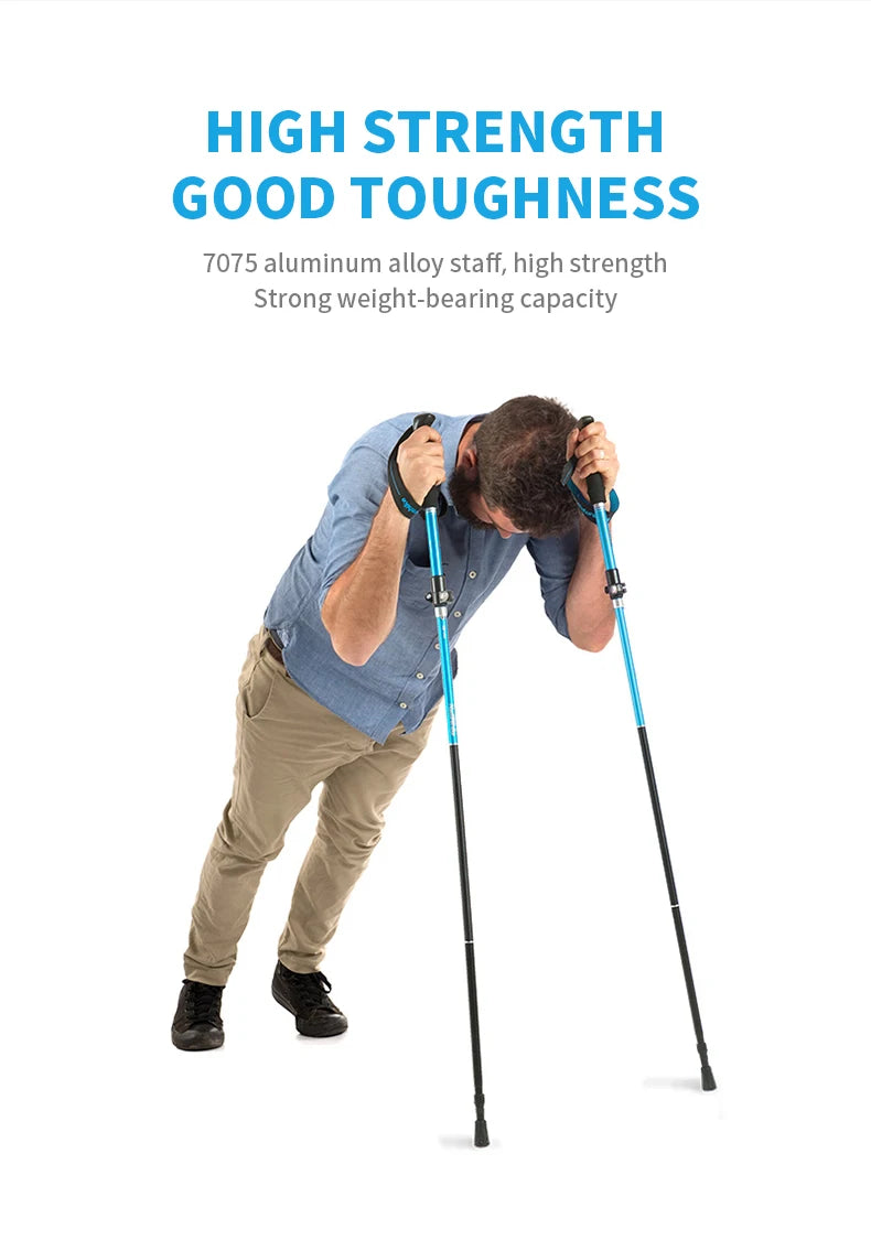 Ultralight Folding Trekking Pole – Adjustable Aluminum Hiking Walking Stick for Camping & Backpacking Trekker Essentials