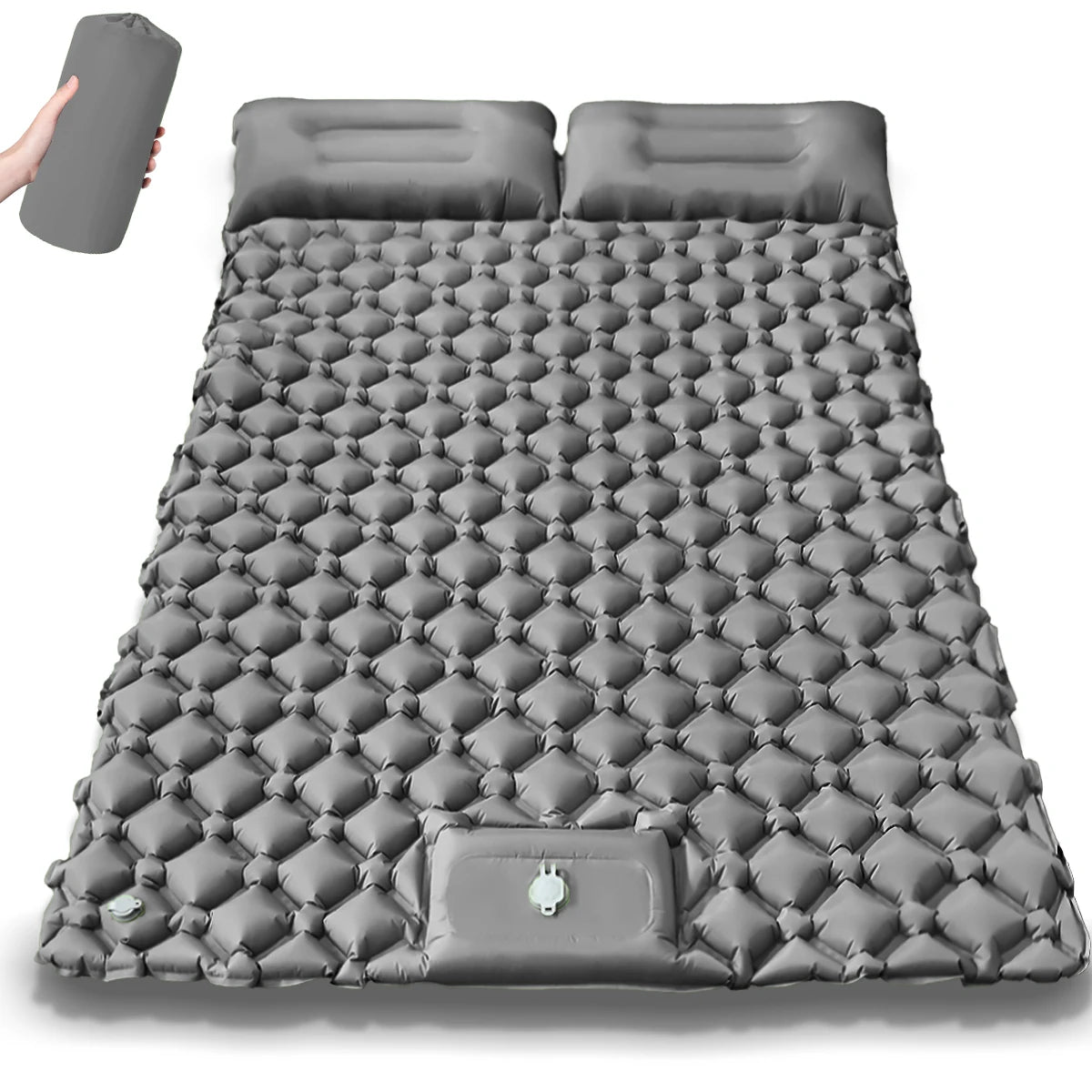 Double Inflatable Camping Mattress – Extra Wide Ultralight Sleeping Pad with Built-in Pump for Camping & Travel Trekker Essentials