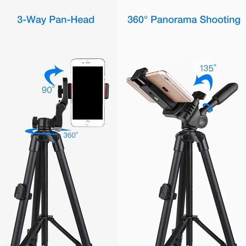 Professional Aluminum Tripod Stand with Bluetooth Remote - 140cm Extendable for Smartphones, DSLR & GoPro (iPhone/Xiaomi/Huawei Compatible)